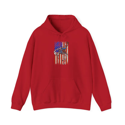 US Flag Skeleton Cowboy Hoodie – Western Horse Riding Rodeo Pullover