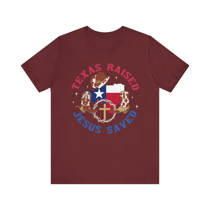Southern Jesus Saved Shirt – Texas Raised Cowboy Christian Western Tee