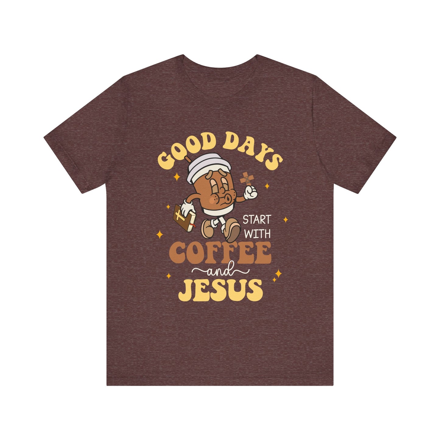 Good Days Start with Coffee & Jesus Shirt – Christian Groovy Prayer Tee