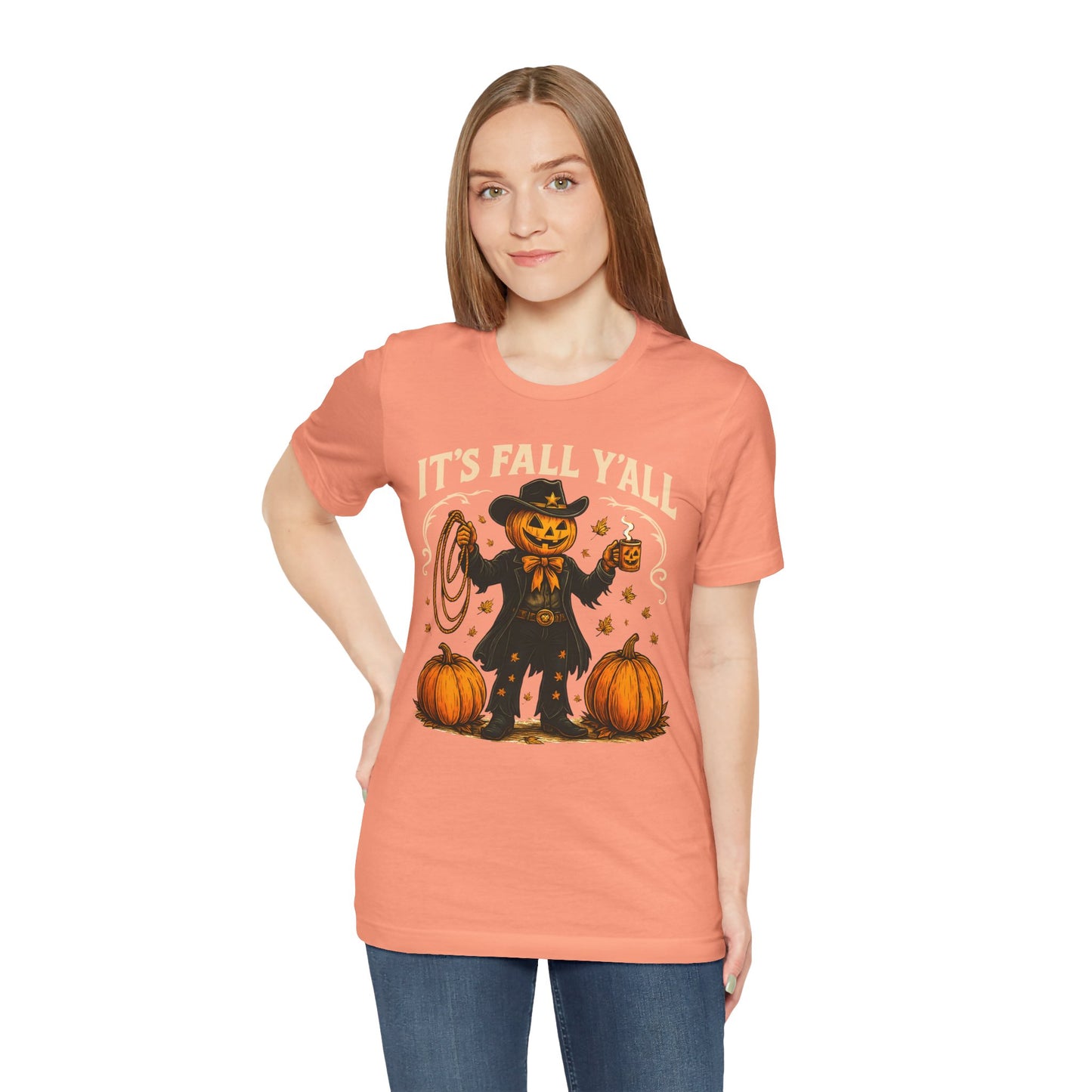 It’s Fall Y’all Shirt – Funny Pumpkin Cowboy Western Halloween Rodeo Tee