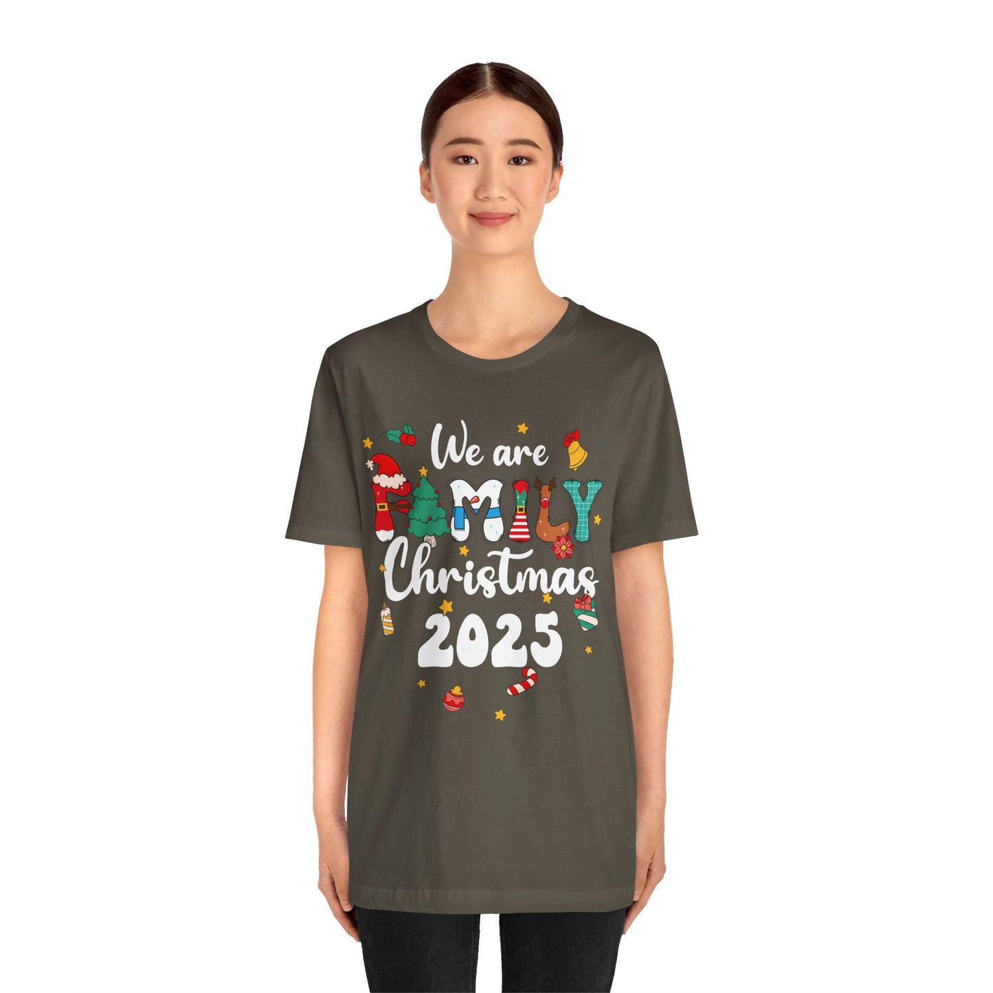 We Are Family Christmas 2025 Shirt – Groovy Snowman & Xmas Tree Matching Tee