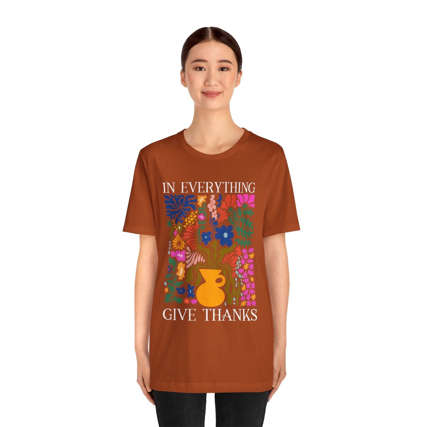 In Everything Give Thanks Shirt – Christian Boho Floral 1 Thessalonians 5:18 Tee