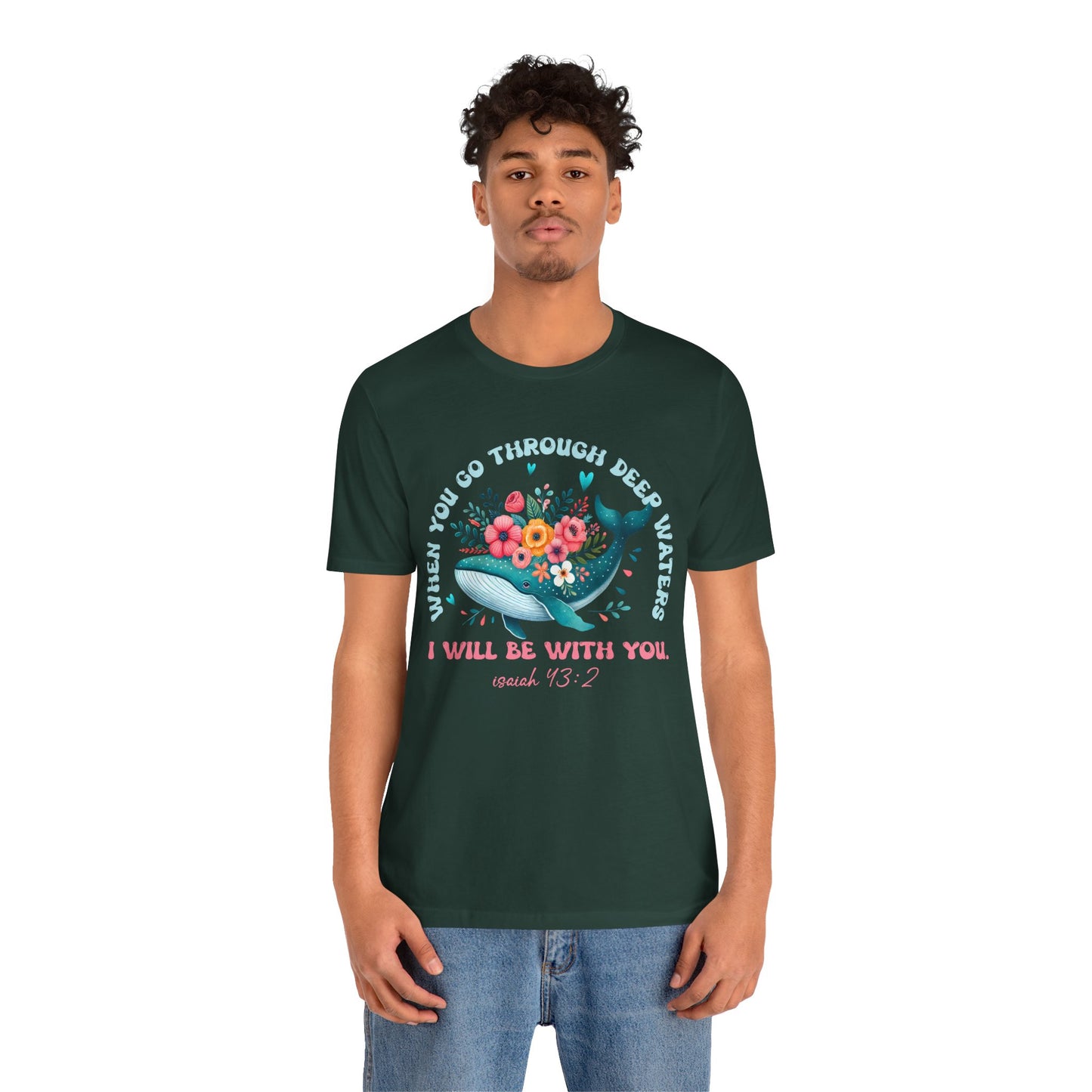 When You Go Through Deep Waters Shirt – Isaiah 43:2 Groovy Christian Faith Tee