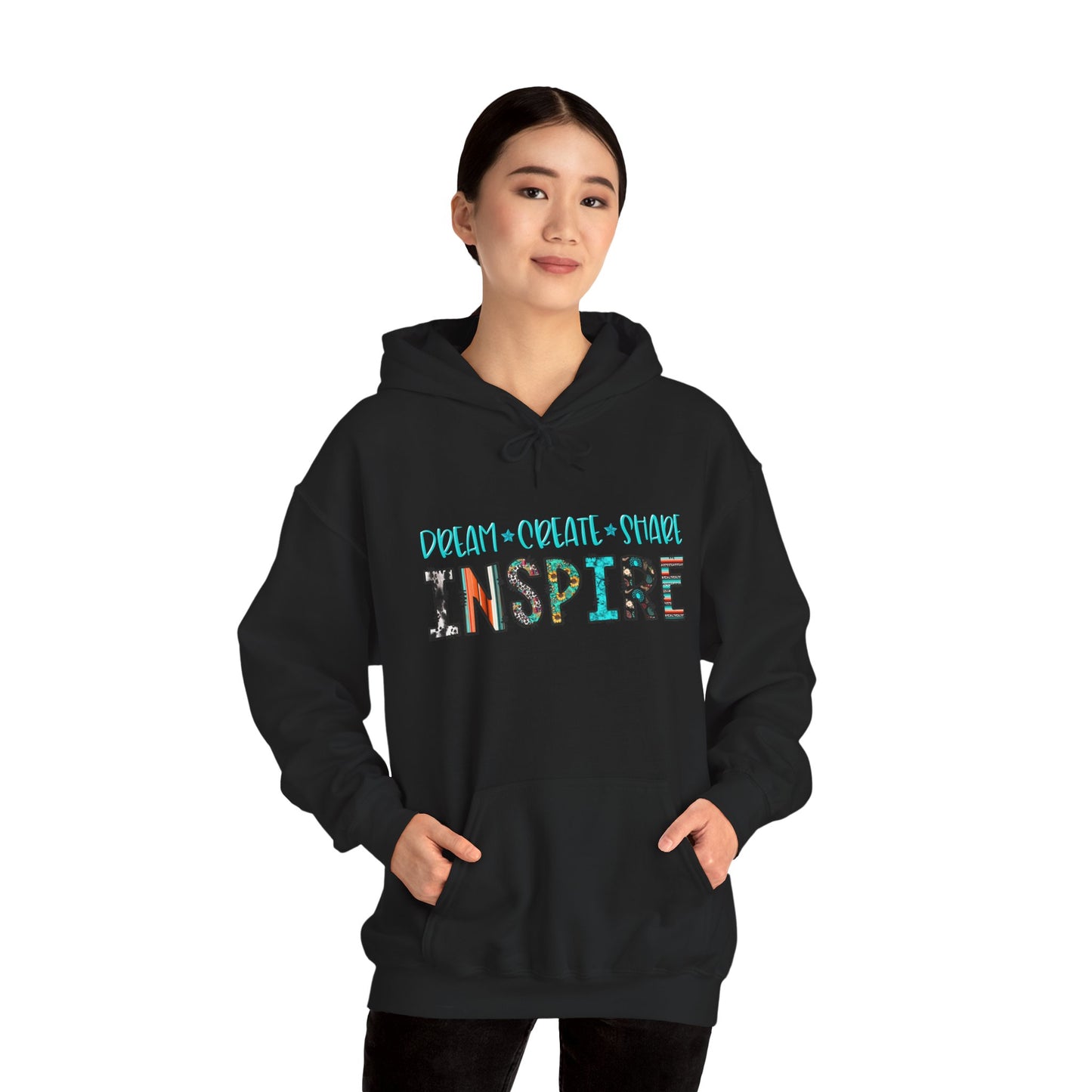 Dream Create Share Inspire Hoodie – Motivational Teacher Western Pullover