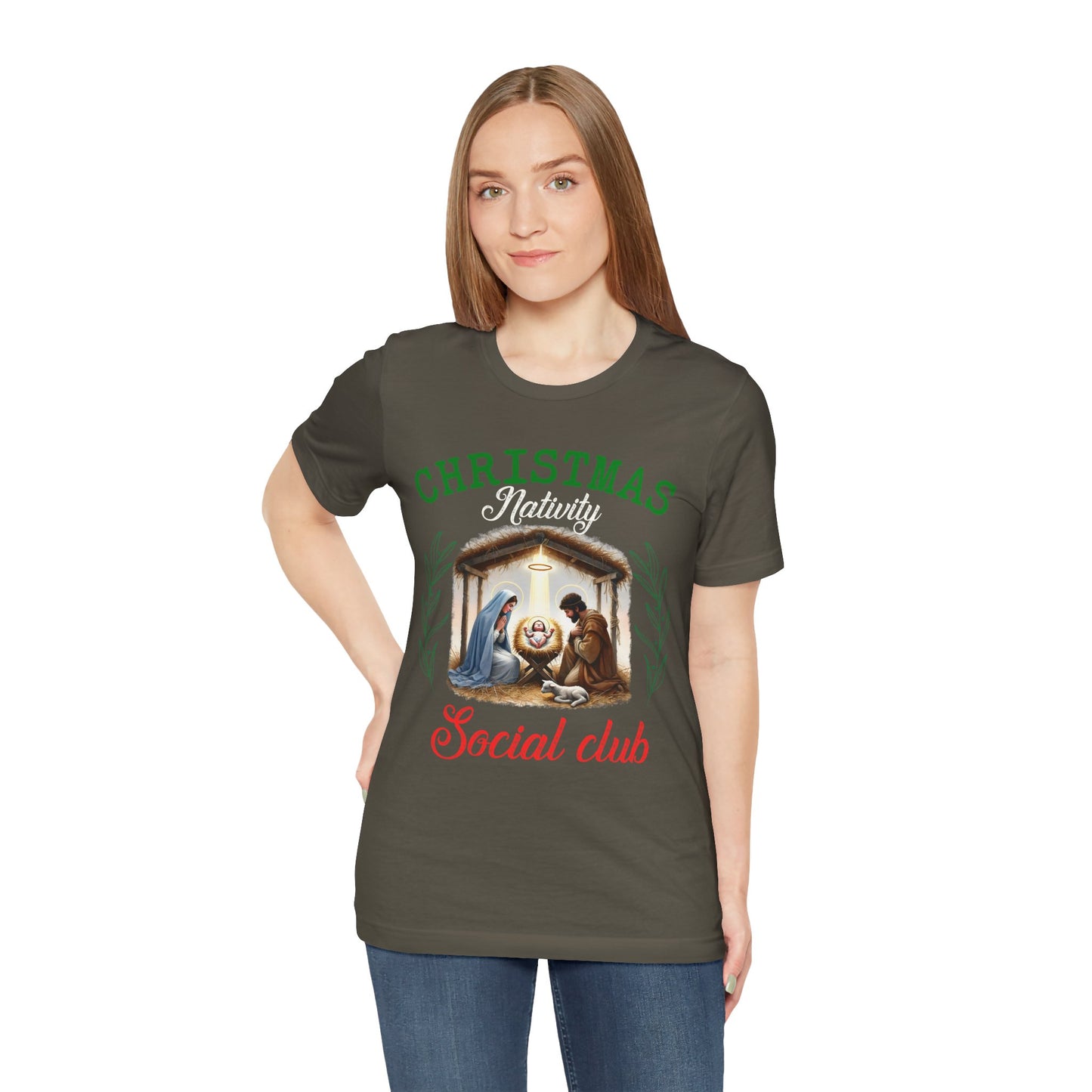 Christmas Nativity Social Club Shirt – Christian Nativity Scene Holiday Tee