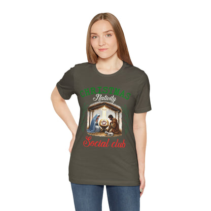 Christmas Nativity Social Club Shirt – Christian Nativity Scene Holiday Tee