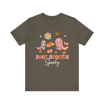 Boot Scootin Spooky Howdy Western Halloween Thanksgiving T-Shirt, Retro Cowgirl Fall Tee