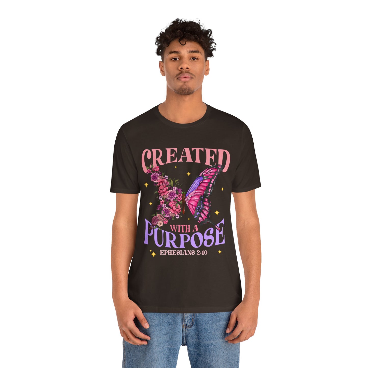 Created With a Purpose Shirt – Christian Butterfly Floral Inspirational Faith Tee