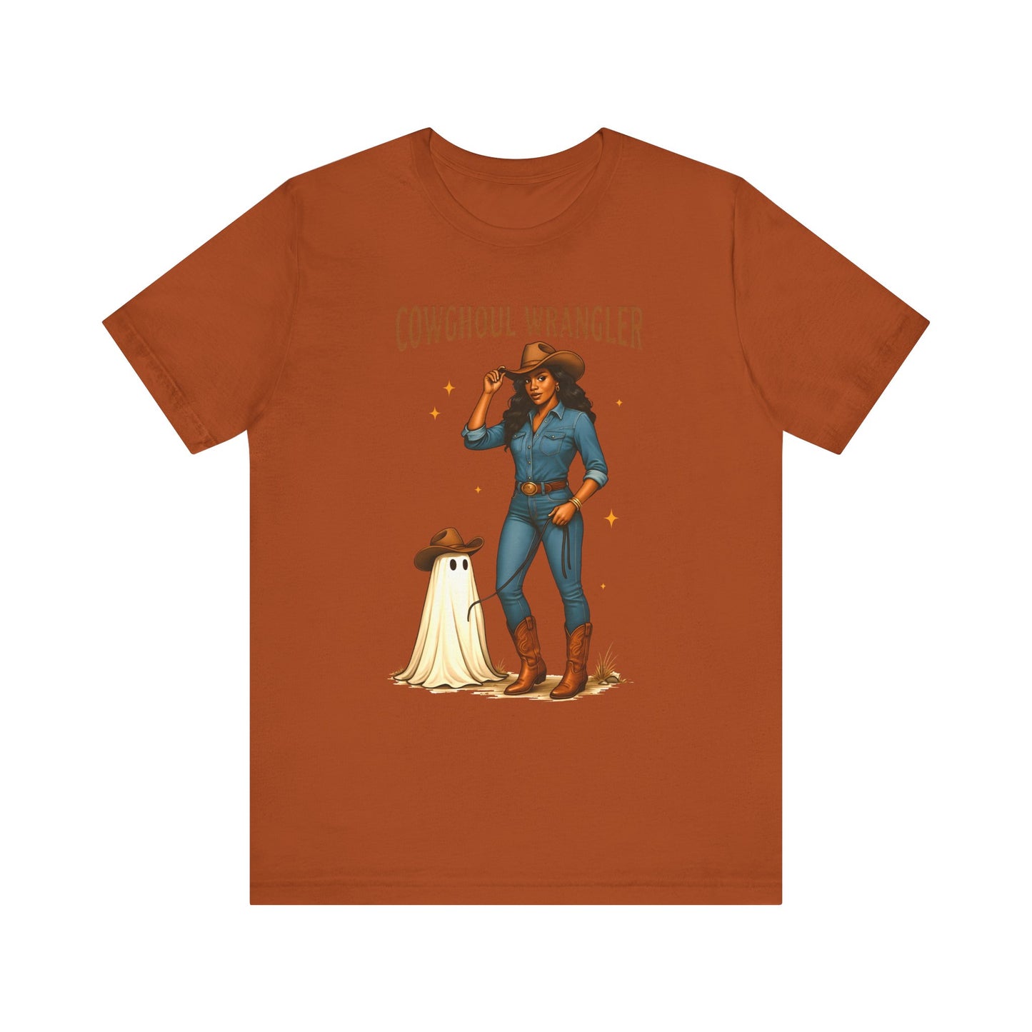 Cowghoul Wrangler Shirt Western Cowgirl Cowboy Ghost Halloween Tee, Spooky Rodeo Fall Outfit