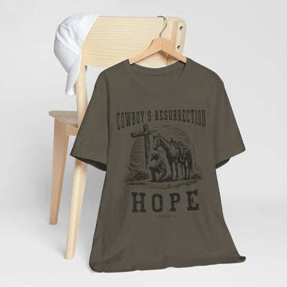 Cowboy’s Resurrection Hope Shirt – Christian Cross Western Rodeo Tee