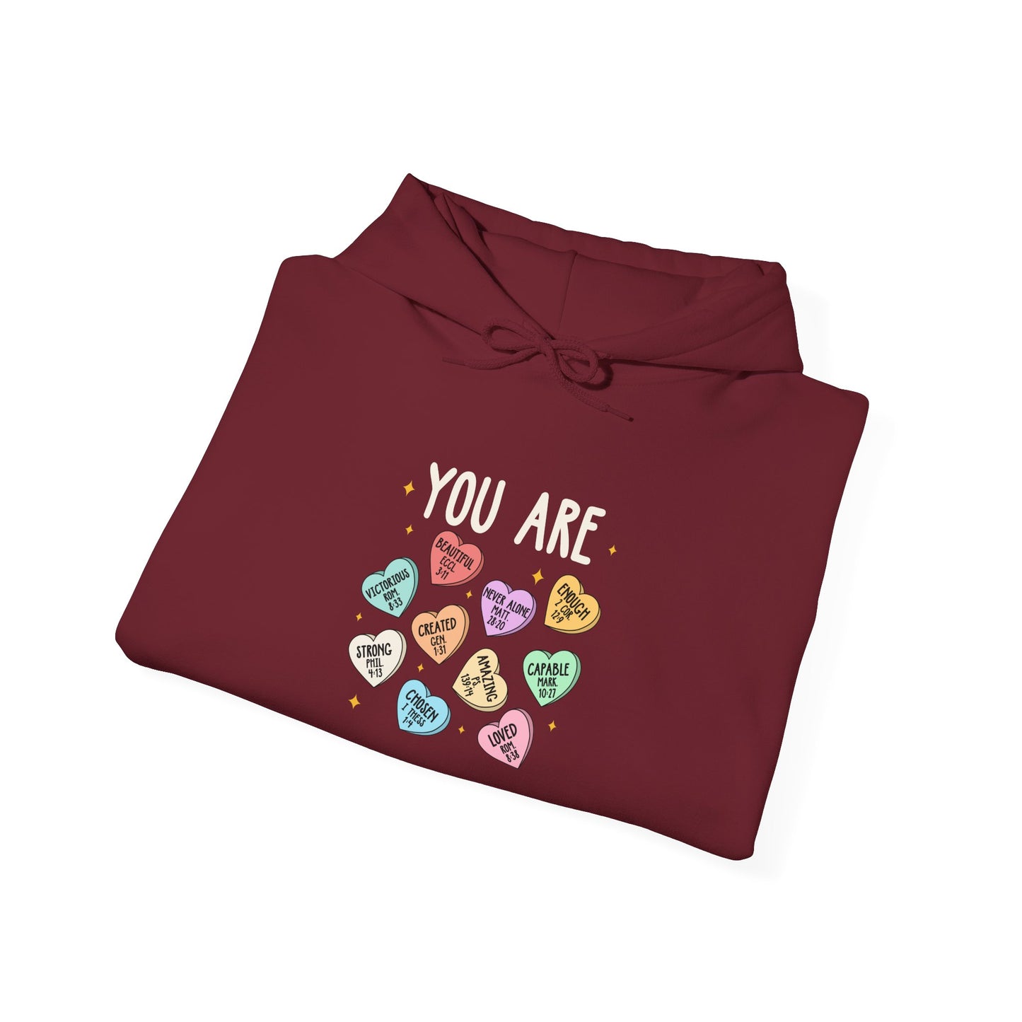 You Are Christian Hoodie – Bible Verse Conversation Heart Faith Pullover