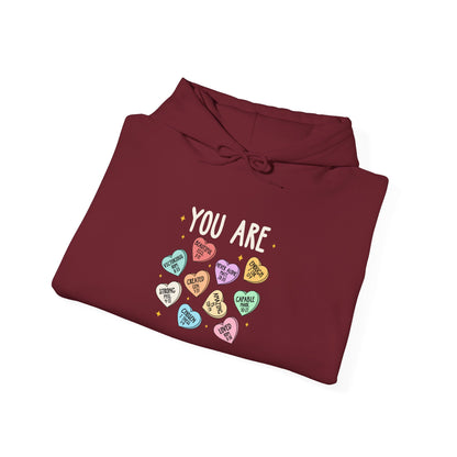 You Are Christian Hoodie – Bible Verse Conversation Heart Faith Pullover