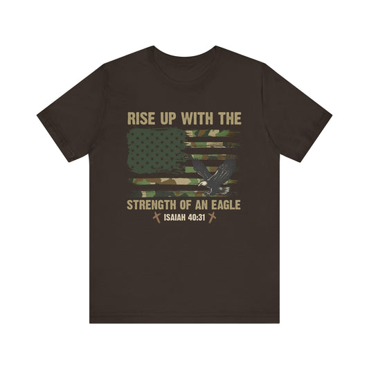 Rise Up with Strength Eagle Shirt – Isaiah 40:31 USA Flag Patriotic Christian Tee