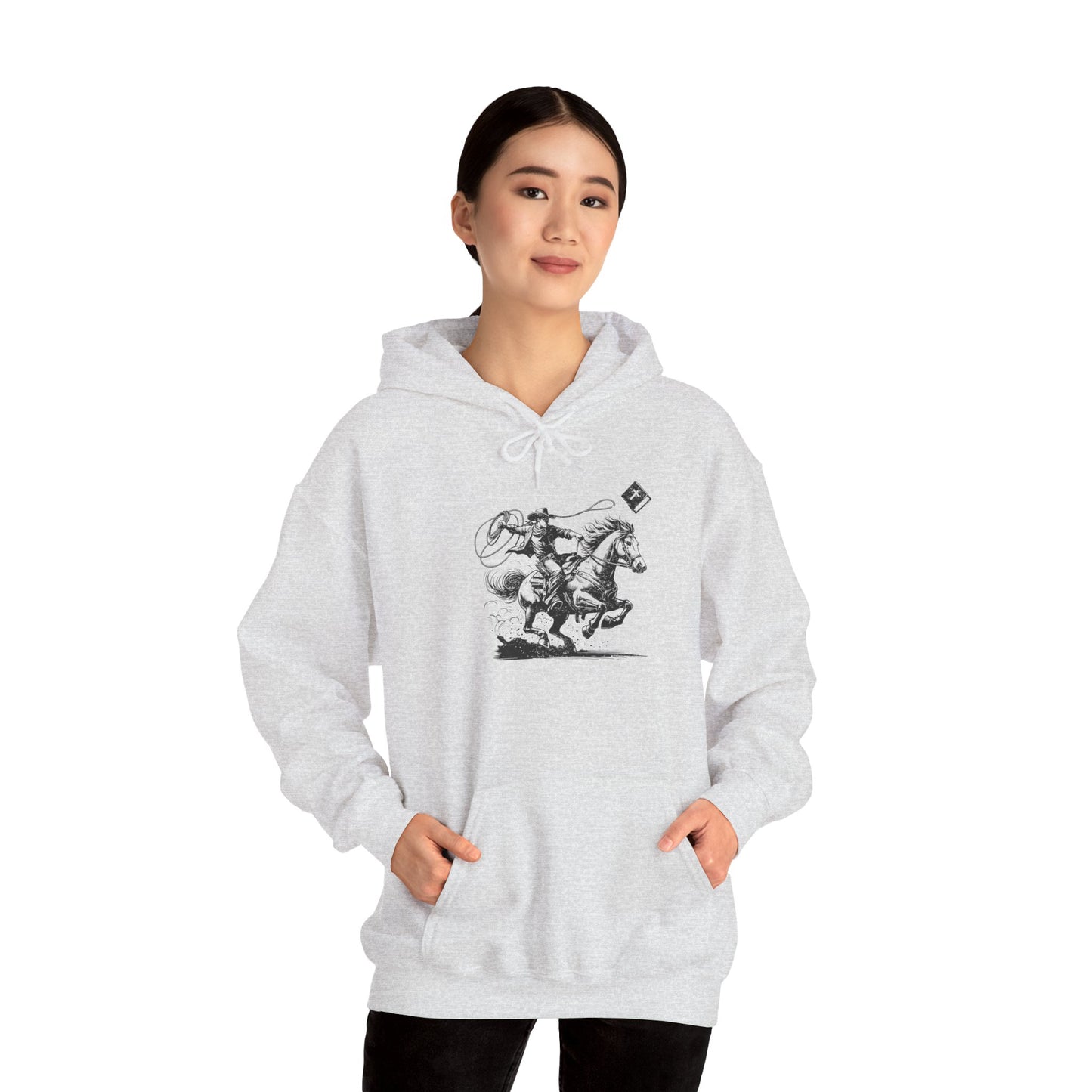 Retro Cowboy Riding Horse Hoodie – Christian Scripture Western Rodeo Pullover