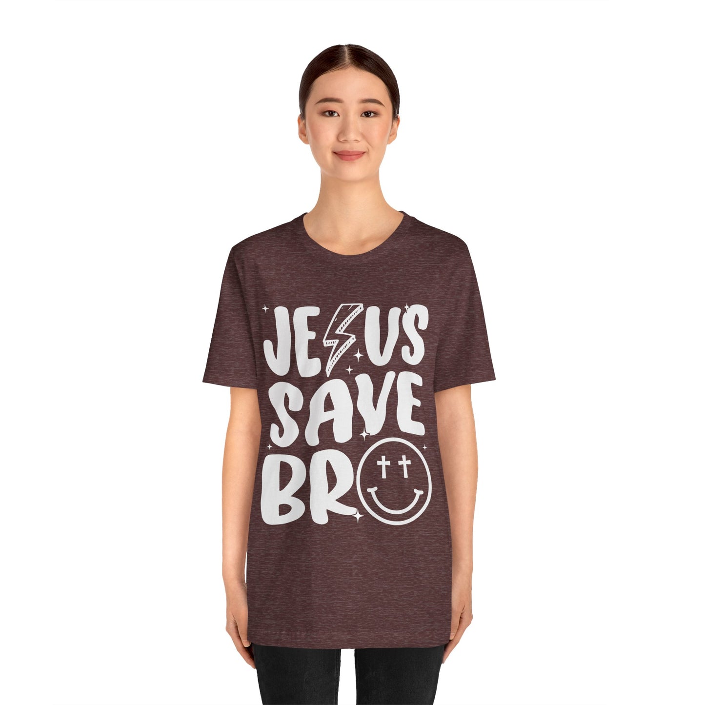 Jesus Saves Bro Shirt – Funny Retro Christian Cross Christmas Faith Tee