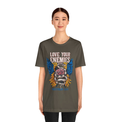 Love Your Enemies Shirt – Christian Matthew 5:44 Angel Wings Scripture Faith Tee