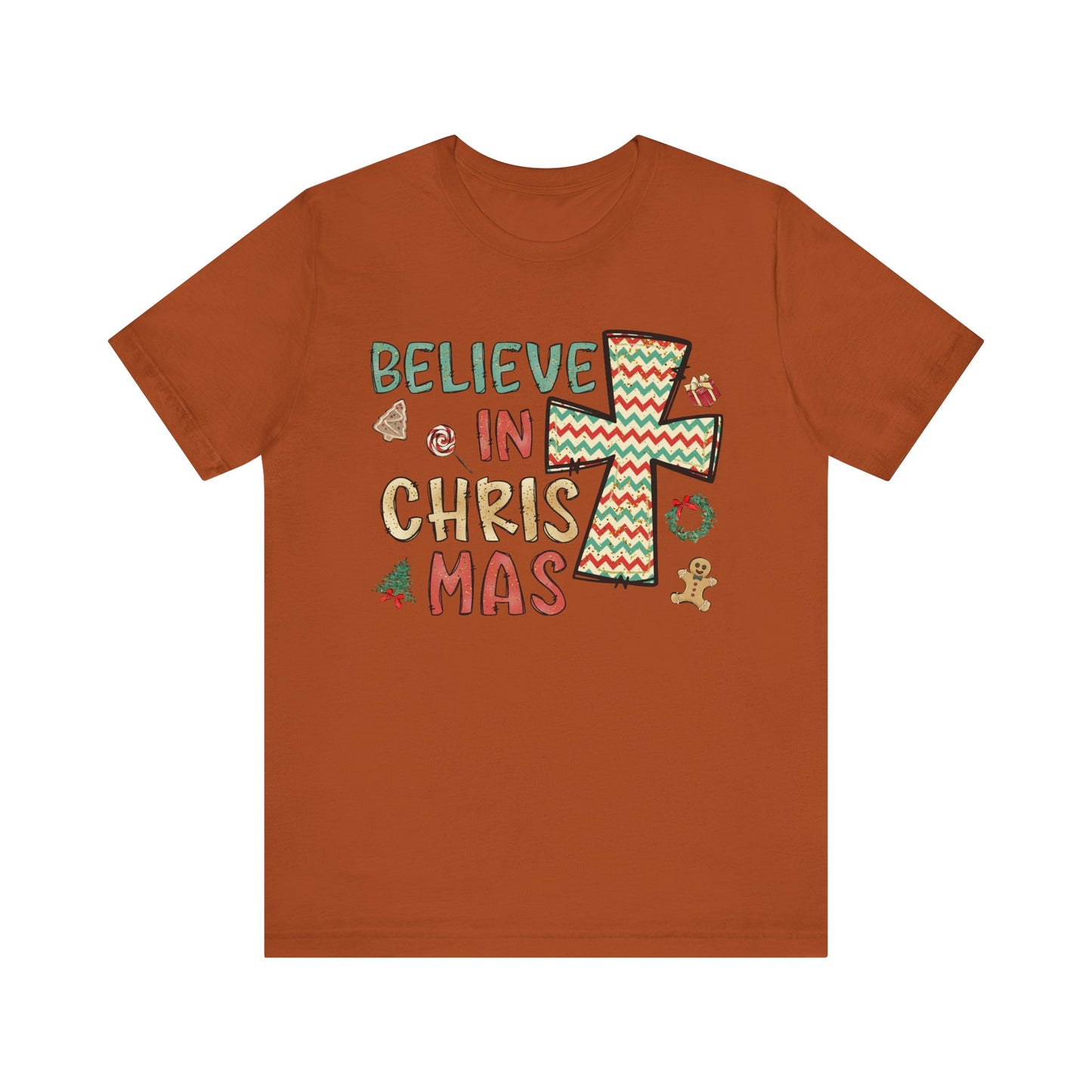 Believe in Christ-Mas Shirt – Retro Christian Jesus Vintage Holiday Faith Tee