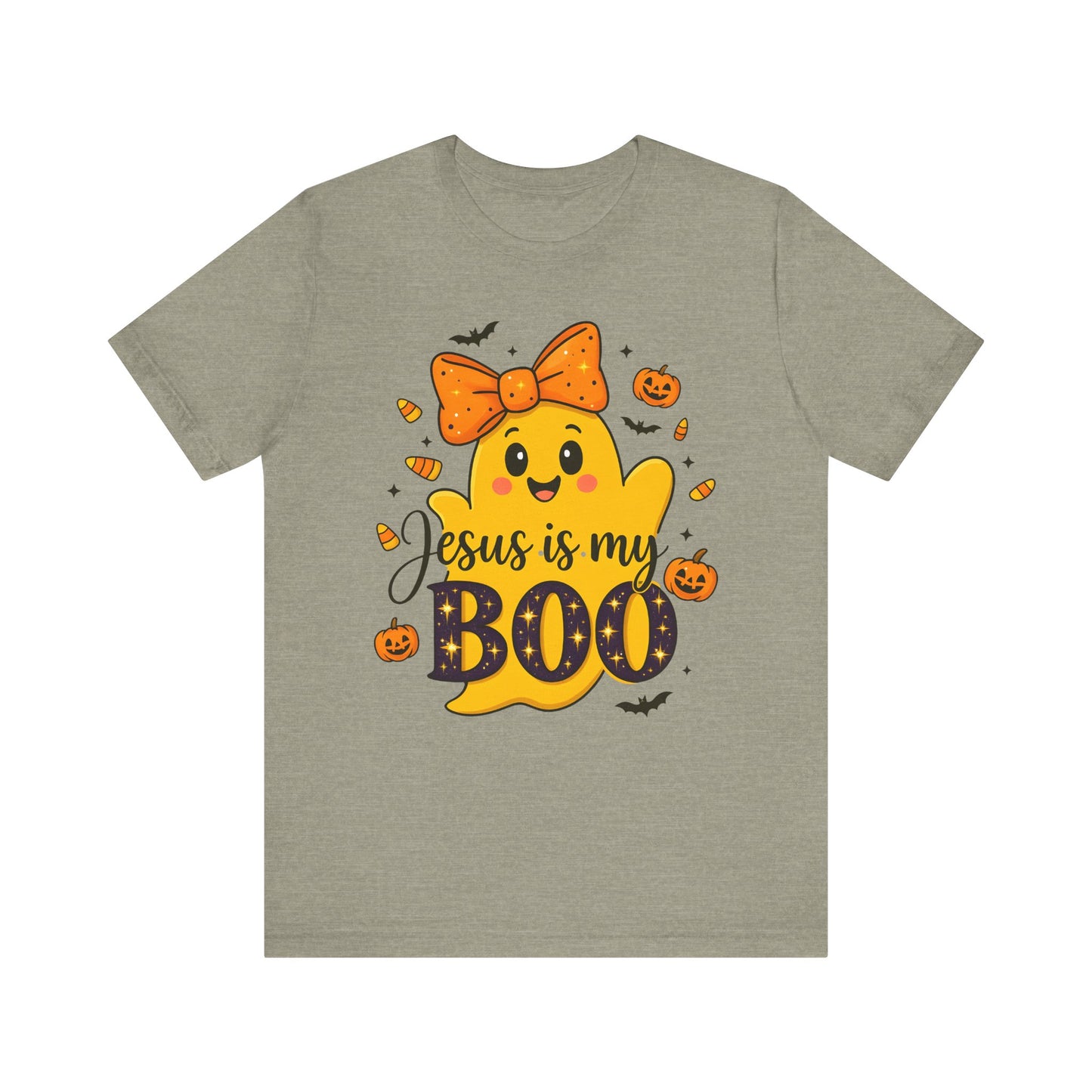 Jesus Is My Boo Shirt – Cute Christian Ghost with Bow Halloween Faith Tee