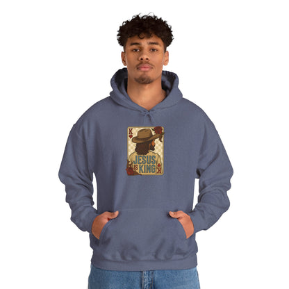 Jesus Is King Hoodie – Western Christian Playing Card Cowboy Retro Pullover