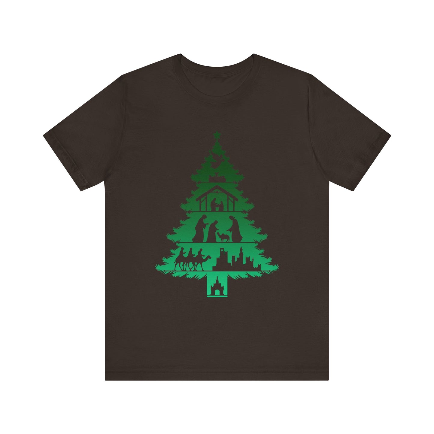 Nativity Christmas Tree Shirt – Christian Faith Holiday Pajama Top Tee
