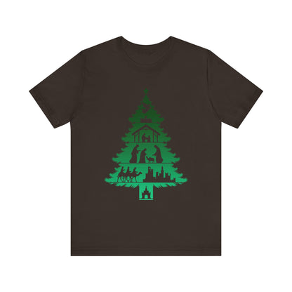 Nativity Christmas Tree Shirt – Christian Faith Holiday Pajama Top Tee