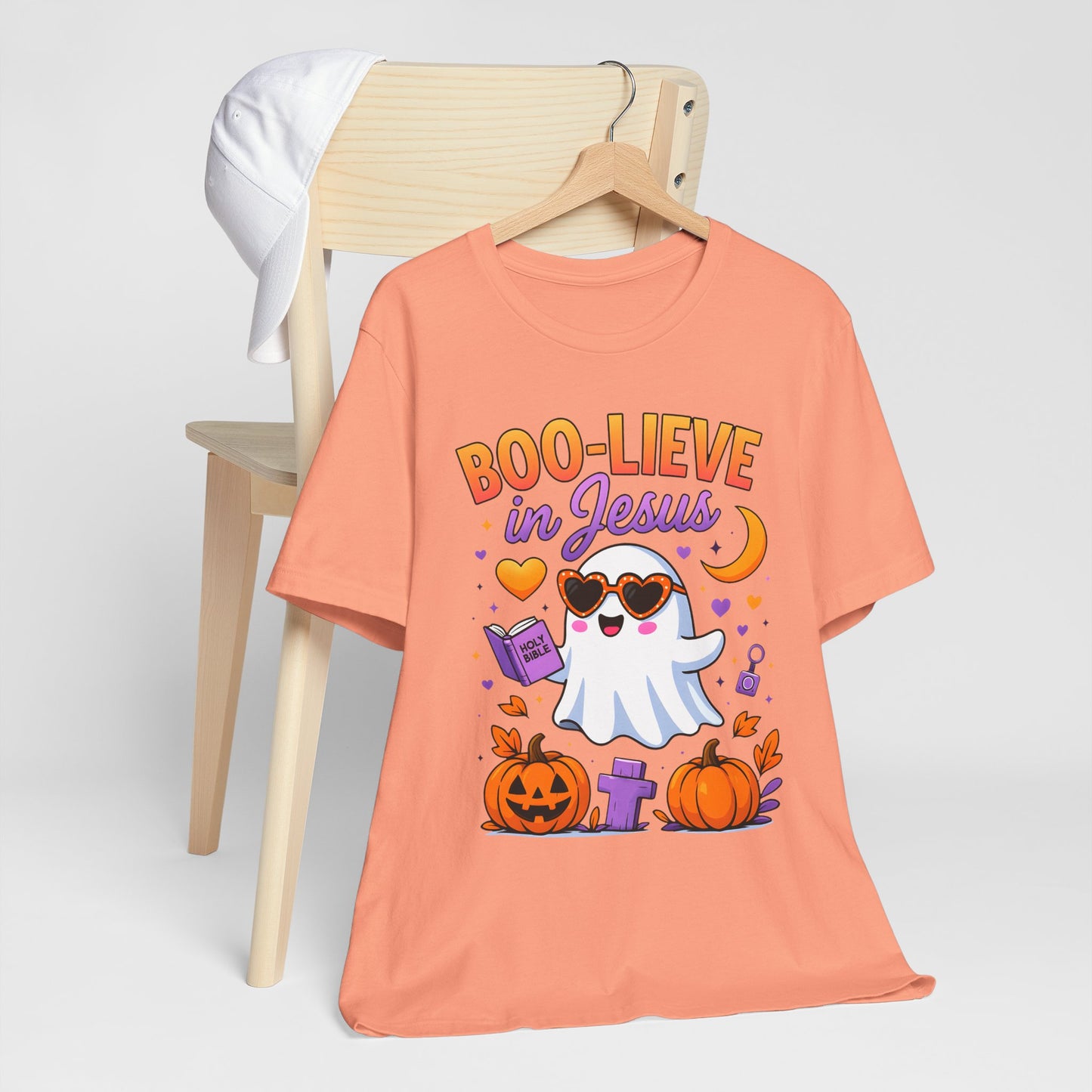 Boo-lieve in Jesus Shirt – Pastel Ghost Funny Christian Halloween Faith Tee