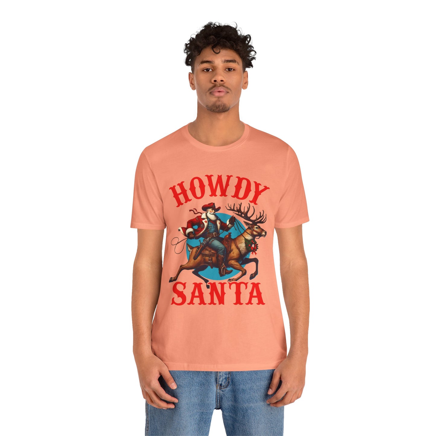 Howdy Santa Shirt – Funny Western Cowboy Riding Reindeer Christmas Rodeo Tee