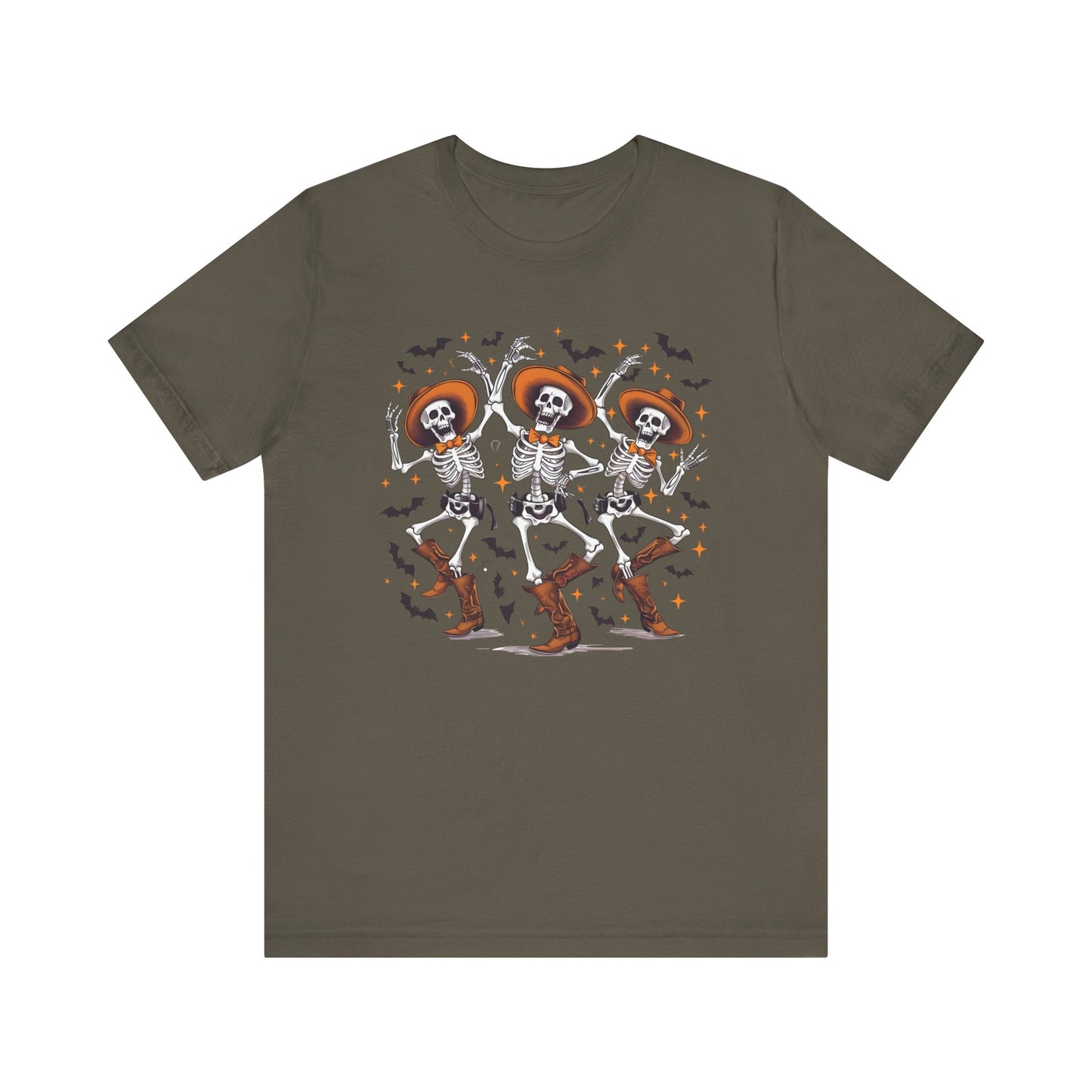 Dancing Skeleton Cowboy Western Rodeo Halloween Spooky Vibes T-Shirt