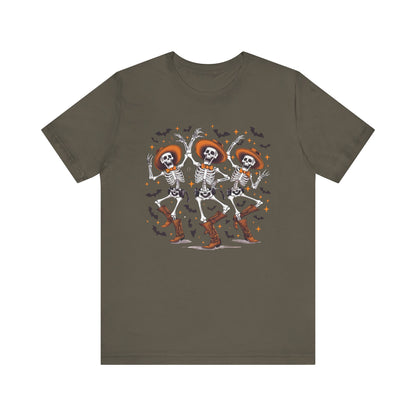 Dancing Skeleton Cowboy Western Rodeo Halloween Spooky Vibes T-Shirt