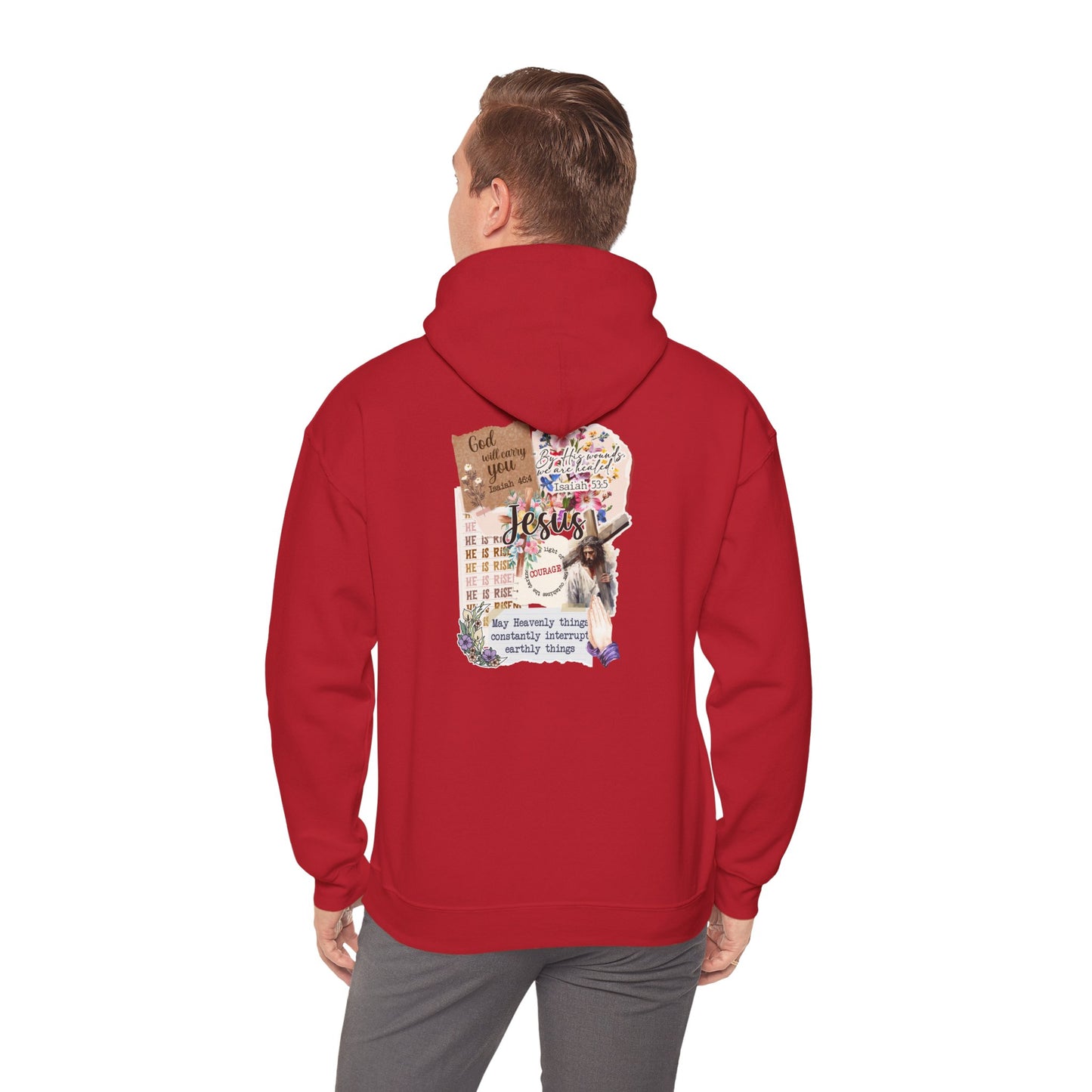 Jesus Collage Floral Hoodie – Christian Faith Bible Verse Cross Pullover