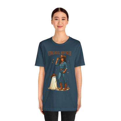 Cowghoul Wrangler Shirt Western Cowgirl Cowboy Ghost Halloween Tee, Spooky Rodeo Fall Outfit