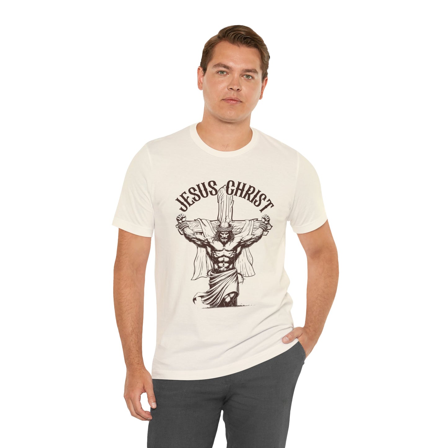 Jesus Christ Cross Faith Funny  Christian Workout Gym Retro T-Shirt