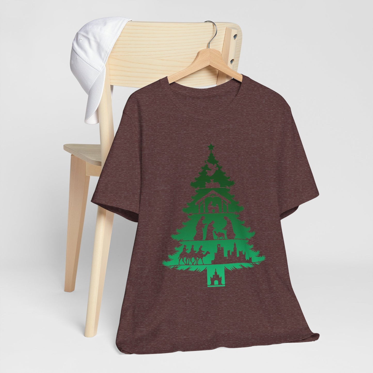 Nativity Christmas Tree Shirt – Christian Faith Holiday Pajama Top Tee
