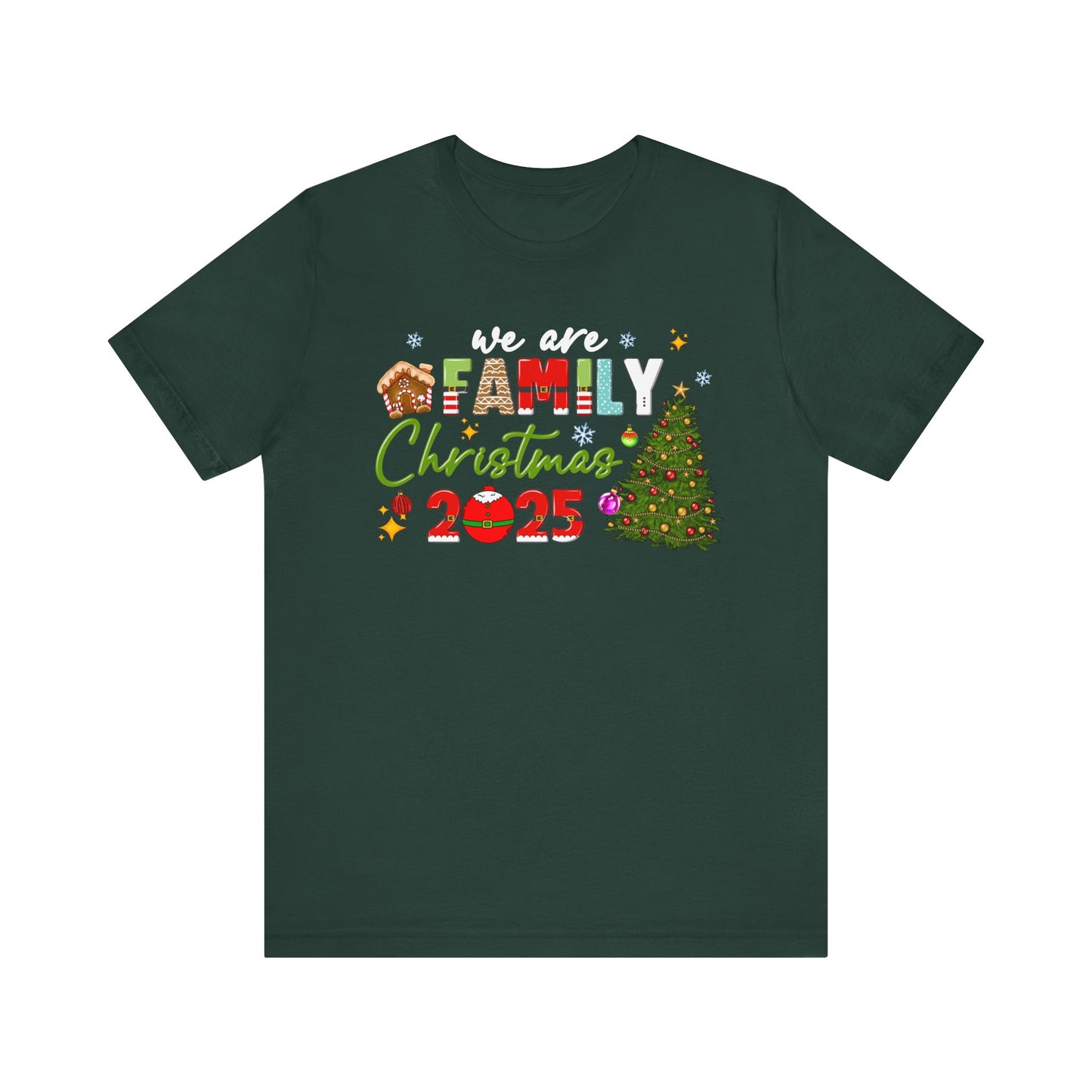 We Are Family Christmas Shirt – Matching Holiday Tee with Christmas Tree Lights