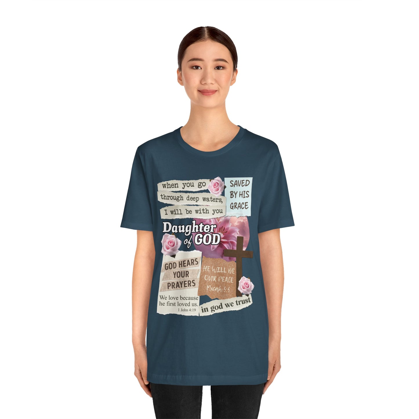 Daughter of God Shirt – Christian Floral Bible Verse Encouraging Faith Tee for Women