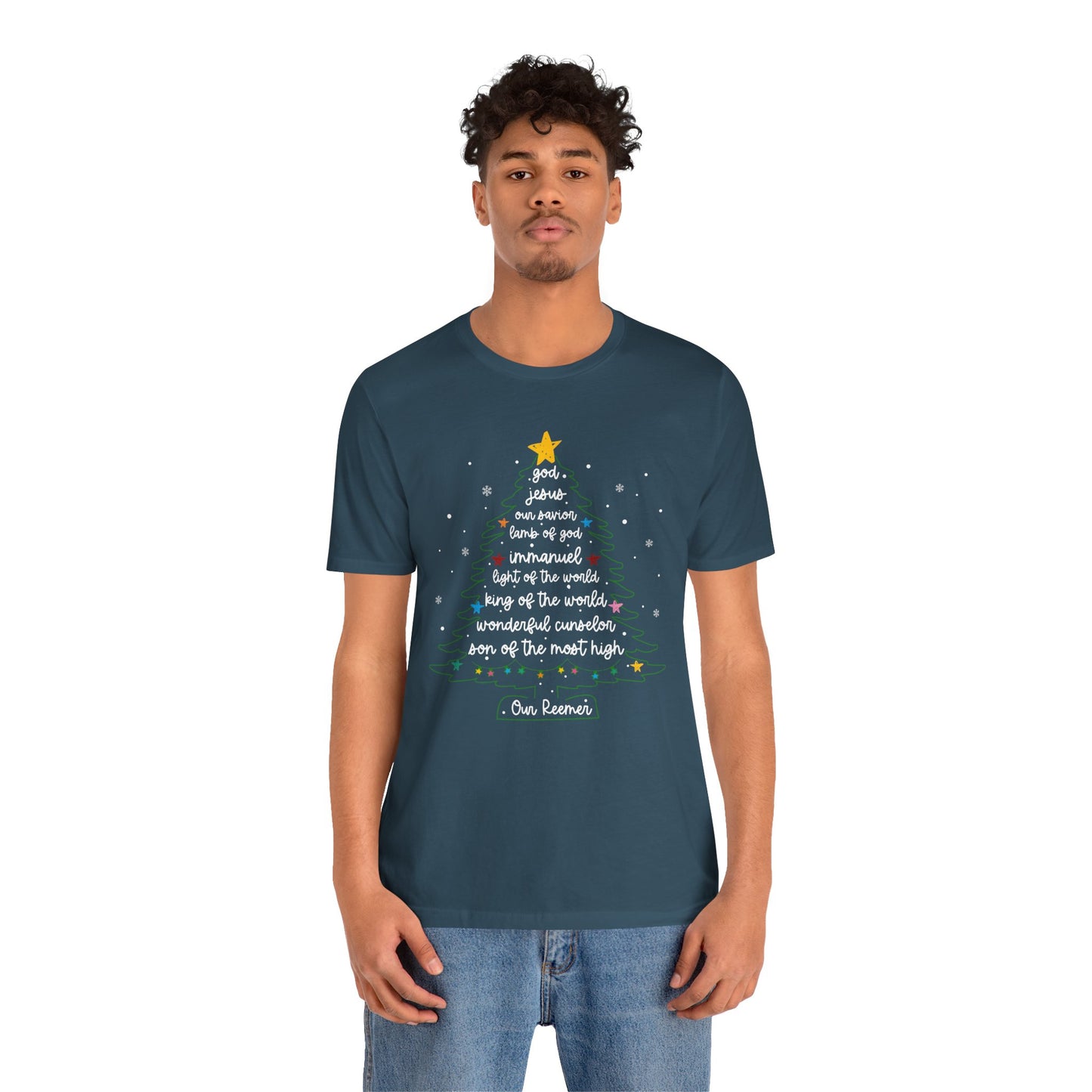 Christian Christmas Tree Sayings Shirt – God Jesus Savior Faith Holiday Tee