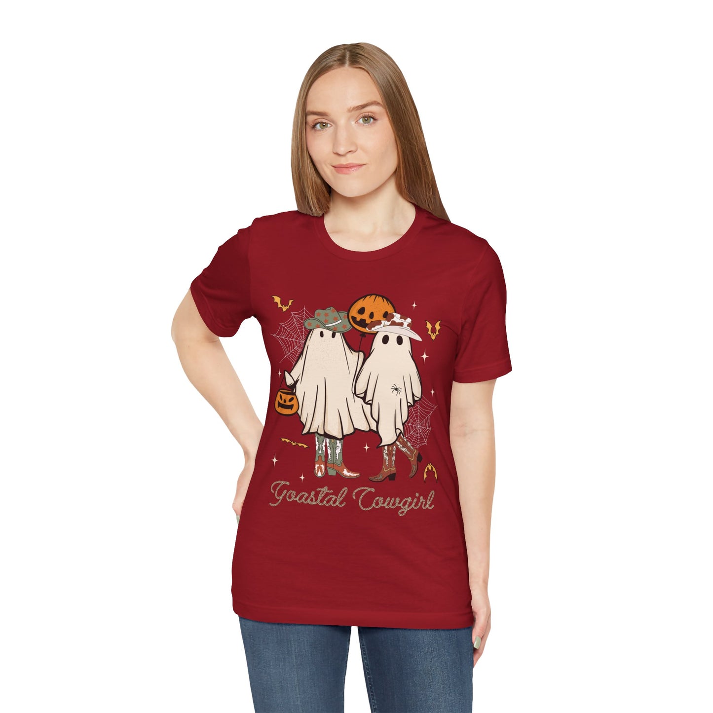 Ghostal Coastal Cowgirl T-Shirt, Western Ghost Halloween Tee, Spooky Cute Rodeo Shirt
