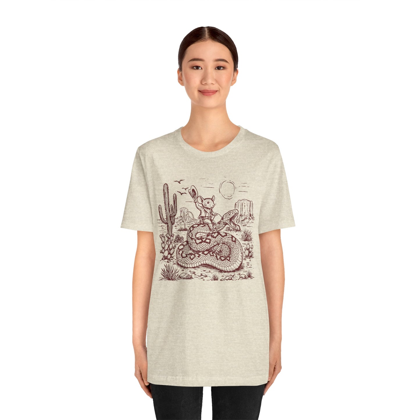 Cowboy Mouse Riding Rattlesnake Shirt – Funny Wild West Rodeo Tee
