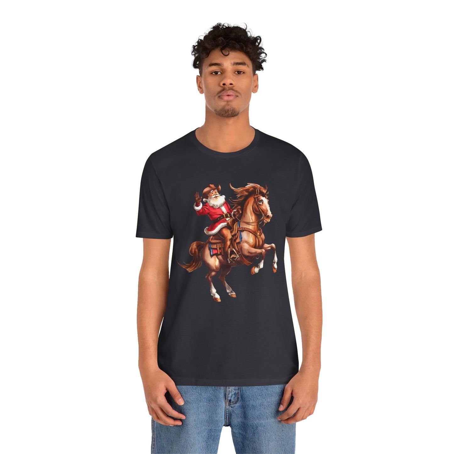 Cowboy Santa on Bucking Horse Shirt – Funny Western Rodeo Christmas Tee