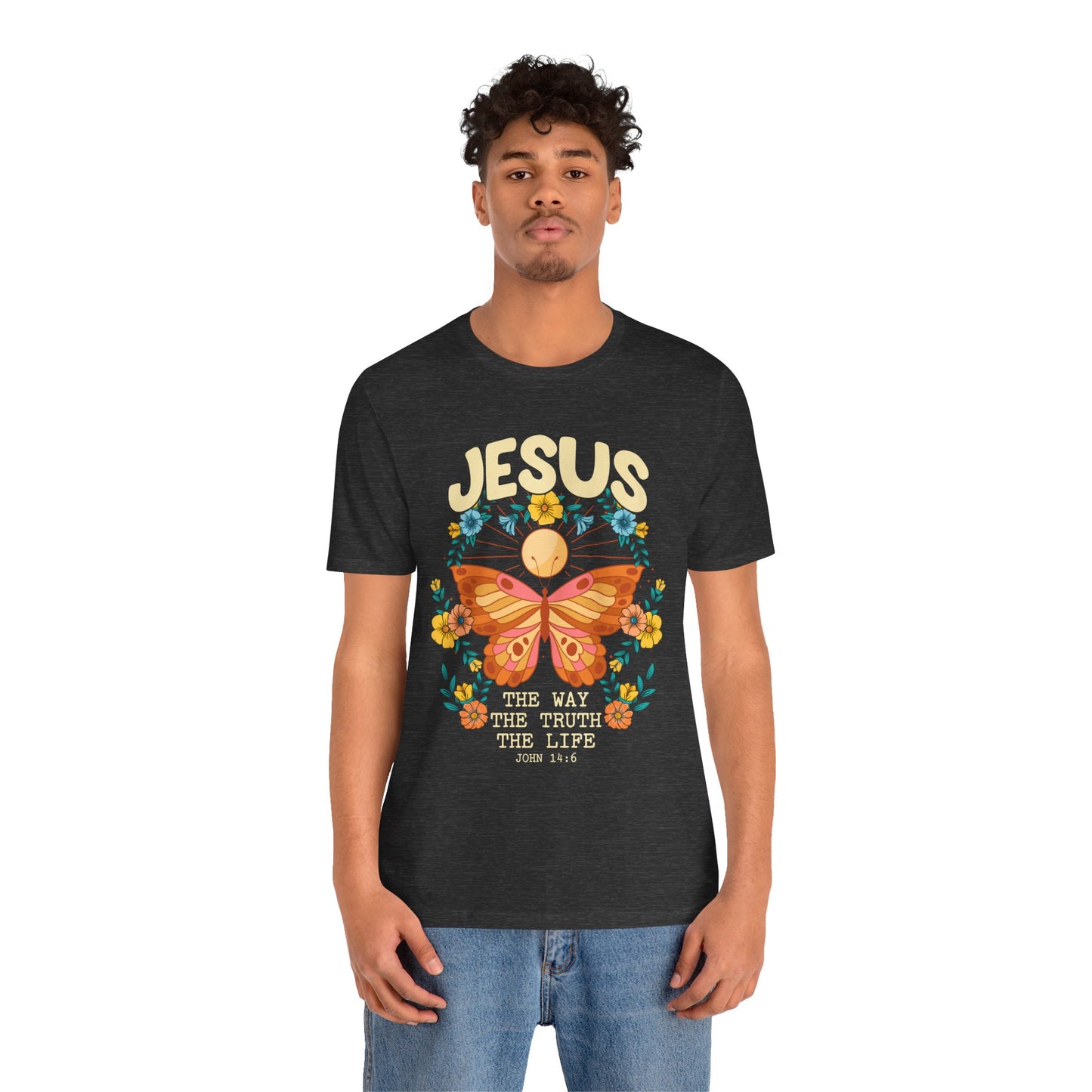Jesus Butterfly Wildflower Shirt – John 14:6 Scripture Floral Christian Tee