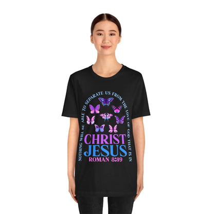 The Love of God in Christ Jesus Shirt – Boho Butterfly Romans 8:39 Faith Tee
