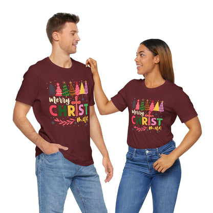 Retro Rustic Merry Christmas Shirt – Christian Cross Jesus Faith Holiday Tee