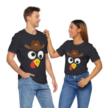 Thanksgiving Couples Turkey Face Shirt – Funny Cowboy & Cowgirl Matching Tee