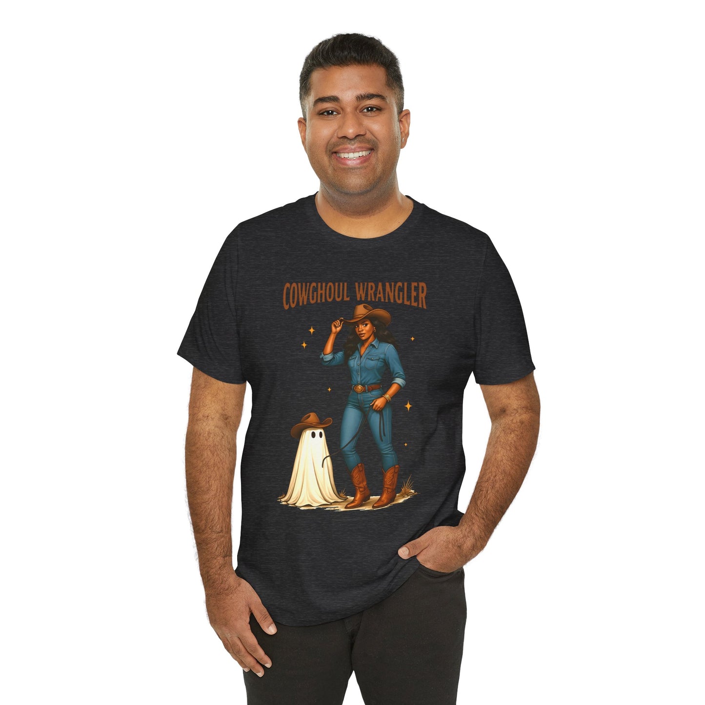 Cowghoul Wrangler Shirt Western Cowgirl Cowboy Ghost Halloween Tee, Spooky Rodeo Fall Outfit