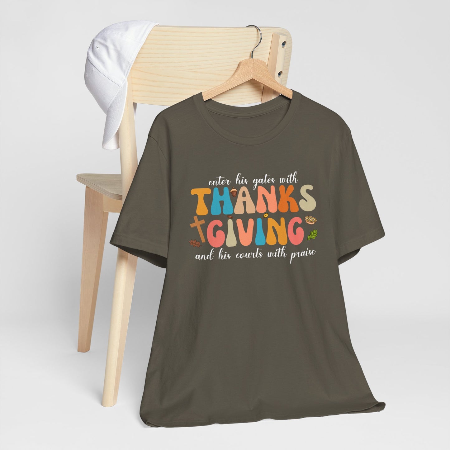 Enter His Gates with Thanksgiving Shirt – Christian Psalm 100:4 Autumn Faith Tee