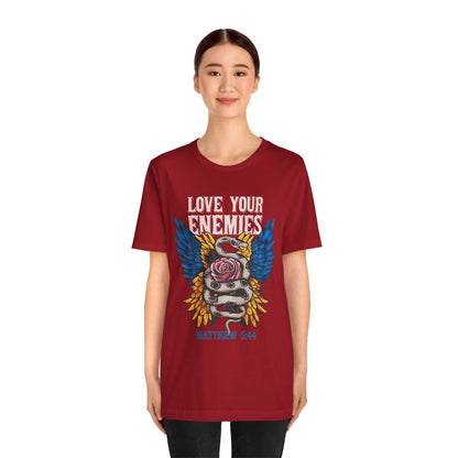 Love Your Enemies Shirt – Christian Matthew 5:44 Angel Wings Scripture Faith Tee