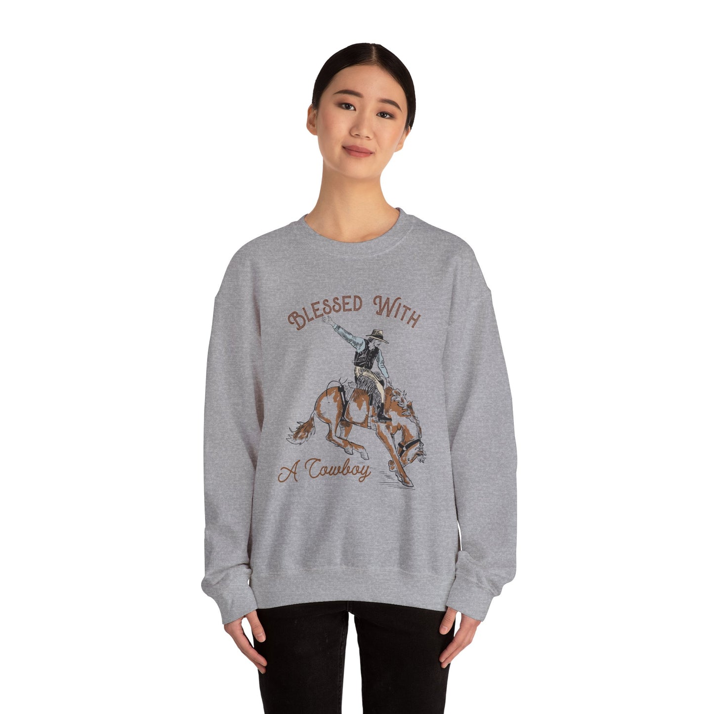 Blessed with a Cowboy Sweatshirt – Retro Christian Western Rodeo Pullover