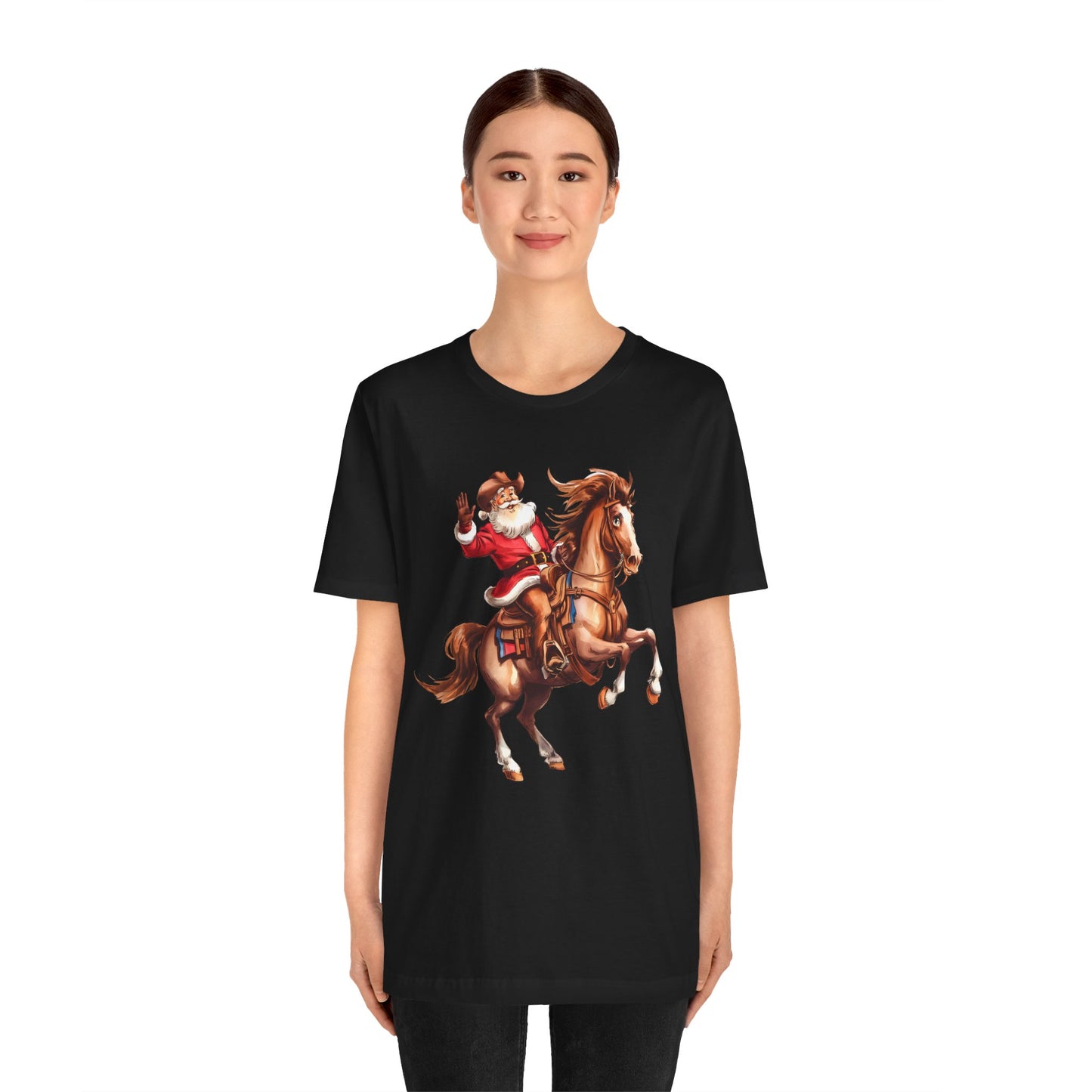 Cowboy Santa on Bucking Horse Shirt – Funny Western Rodeo Christmas Tee