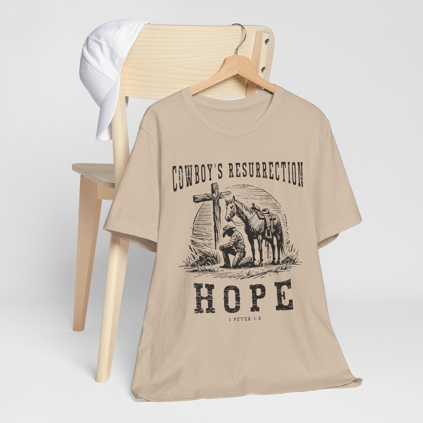 Cowboy’s Resurrection Hope Shirt – Christian Cross Western Rodeo Tee