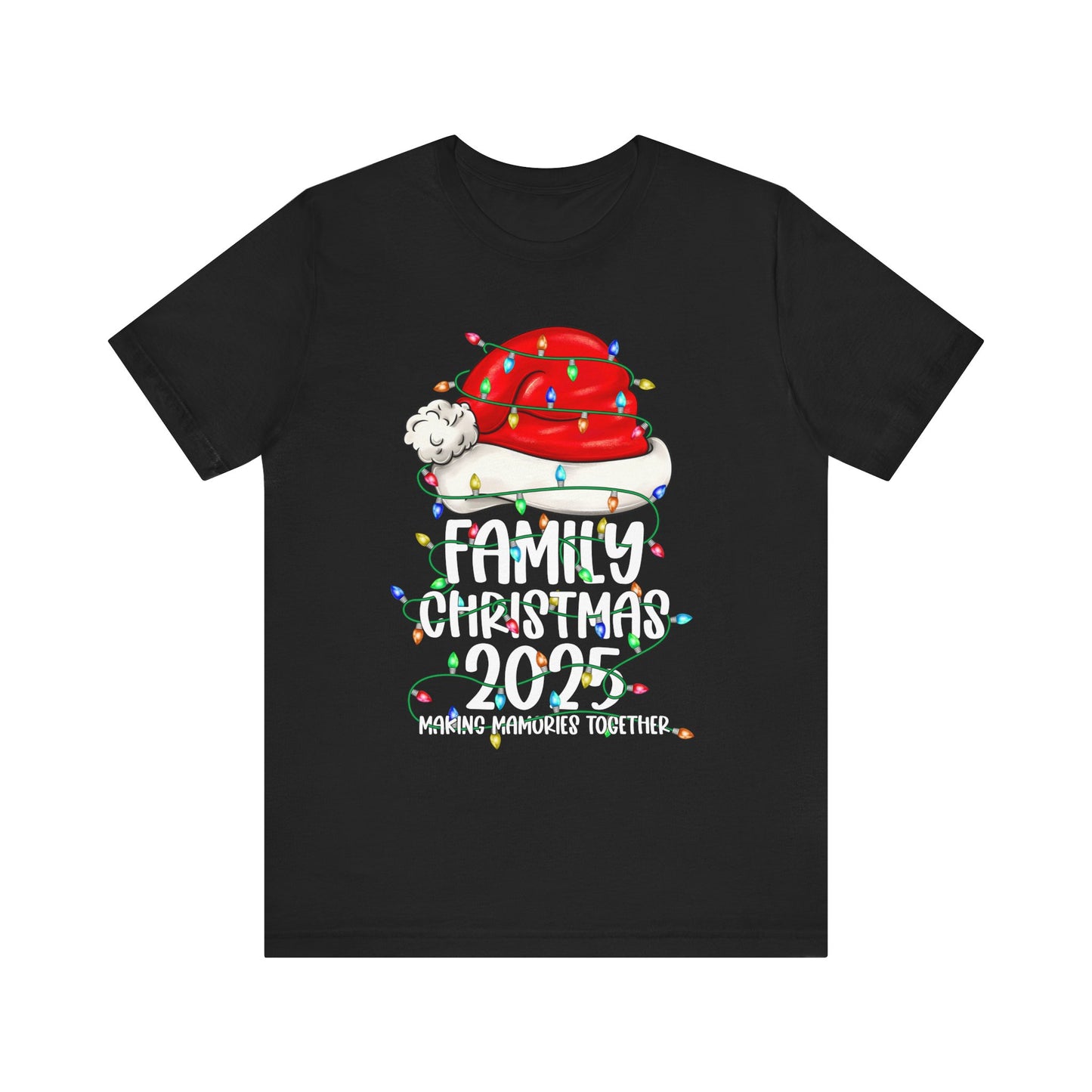 Family Christmas 2025 Shirt – Santa Hat & String Lights Matching Holiday Tee